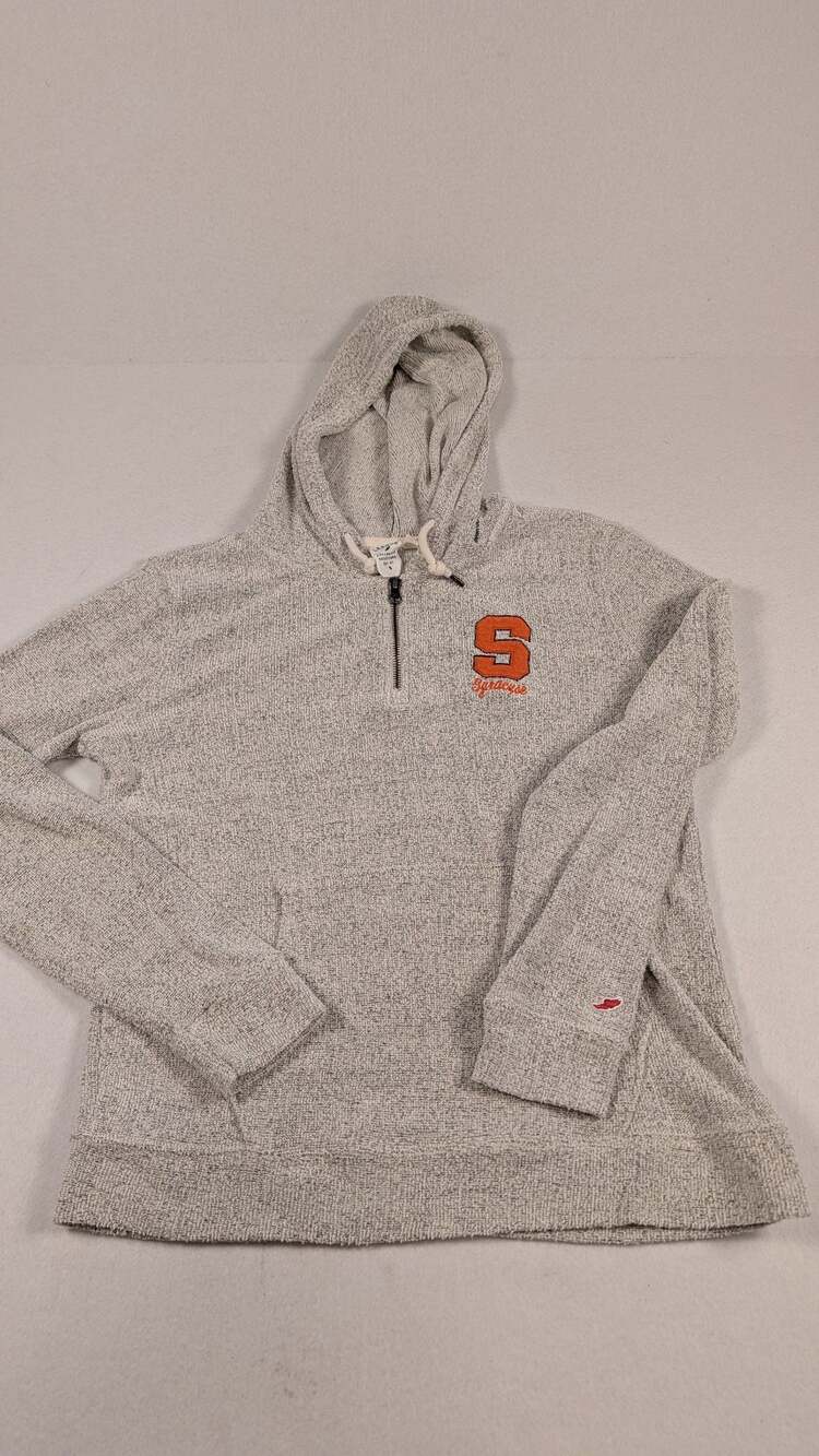 League Collegiate Outfitters Syracuse Orange Quarter-Zip Hoodie Size S Gray
